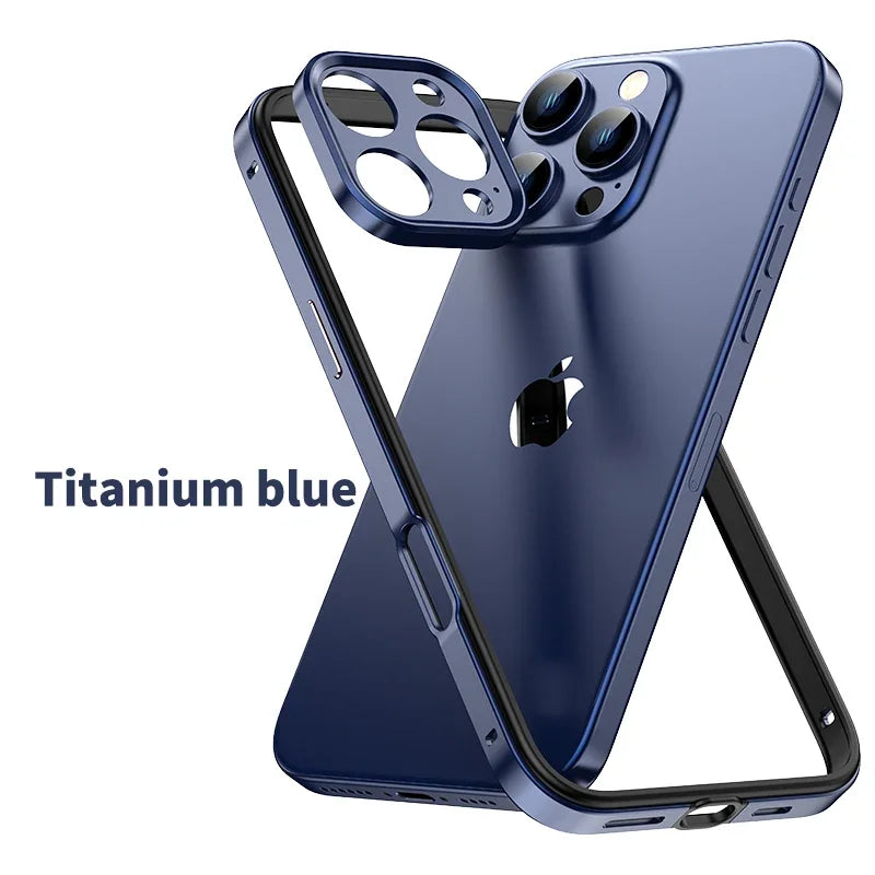 Camera Protection + Hybrid Silicone Frame Aluminum Metal Phone Case For iPhone 16 15 14 13 Pro Max Better Heat Bumper
