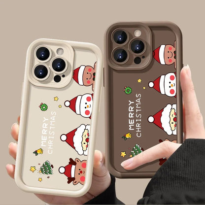 Merry Christmas Phone Case For iPhone 16e 16 Pro Max 15 14 Plus 13 12 Pro Max 11 Soft TPU Silicone Back Cover New Year Gift
