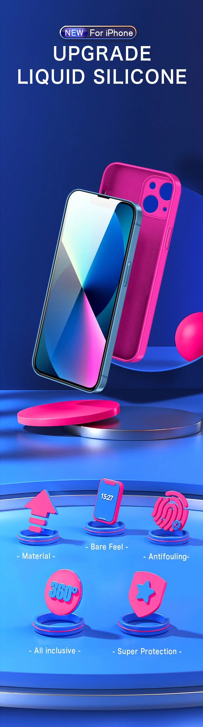 Luxury Silicone Antiskid Phone Case For iPhone 17 Air 16 15 14 13 11 12 Pro Max 16 Plus Shockproof Full Lens Protection Cover