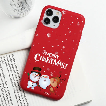 Christmas Gift Phone Case For iPhone 16 15 12 13 14 11 Pro Max Mini Cute Reindeer Santa Cover For iPhone XS X XR SE 8 Plus Shell