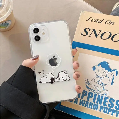 Cute Snoopy Phone Case for Iphone 17 16 15 Pro Max 11 12 13 14 Pro Max 16 14 Plus 12 13 Mini 17 Pro Clear Transparent Soft Cover