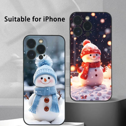Christmas Winter Snowman Cute Phone Case For IPhone 16 15 14 13 12 11 Pro Max Plus Mini Frosted Soft Shell Funda