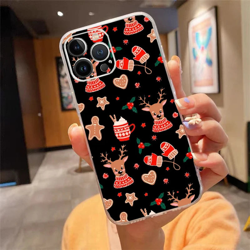 Christmas Santa Deer Snowman Phone Case For iphone 17 Pro Max Air 16 15 14 13 Pro Max 15 16 Pro 15Plus