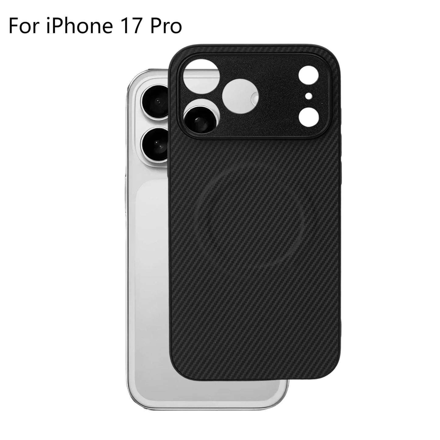 Magnetic Carbon Fiber Phone Case For iPhone 17 Pro Max 17Pro 17Air Cases For Magsafe Wireless Charge Protective Shell Back Cover