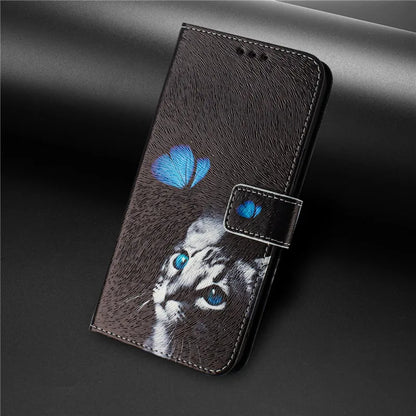 13 Leather Phone Case For iPhone 13 12 Mini 11 Pro 13Pro 12Pro Max 11Pro Coque Flip Cover Wallet Magnetic Painted Cases Cat Bear