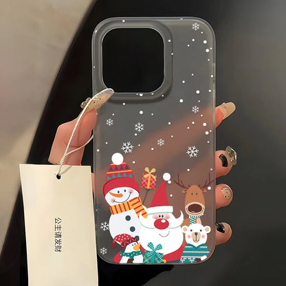 Christmas Cartoon Cute Phone Case For iPhone 11 Case iPhone 13 12 14 15 16 Pro Max Plus 12 13Mini Shockproof Soft Silicone Cover