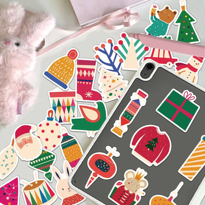 64PCS Creative Christmas Cute Cartoon Stickers Phone Case Decoration DIY Notebook Water Cup Phone Case Personalized Stickers