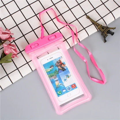 2025 Waterproof Swimming Mobile Phone Cases Macron AirBag Hanging Neck Cases Diving Skiing Phone Bag for All Phones 7 Inch