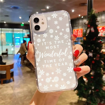 Christmas Cute Snowflakes Aesthetic Clear Phone Case Cover for iPhone 16 11 12 13 14 15 Pro Max XR XS X 7 8 Plus SE 3 2022 Cases
