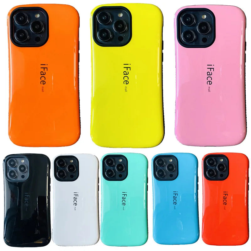 Shockproof Phone Case For iPhone 15 Pro Max 14 PLUS 12 11 13 Mini Iface Mall Curve Plastic Armor Anti-Skid Smooth Back Cover