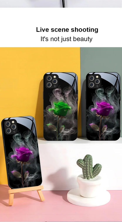 Suitable For [iPhone 11 12 13 14 15 16 Pro Max Plus Mini] Glass Phone Case Cover,Protect Soft Cover Cases