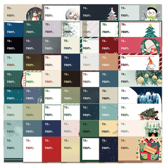 60PCS Christmas Stickers Christmas Gifts Handwritten Phone Cases Decoration Waterproof Stationery Stickers