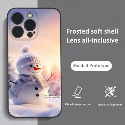 Christmas Winter Snowman Cute Phone Case For IPhone 16 15 14 13 12 11 Pro Max Plus Mini Frosted Soft Shell Funda