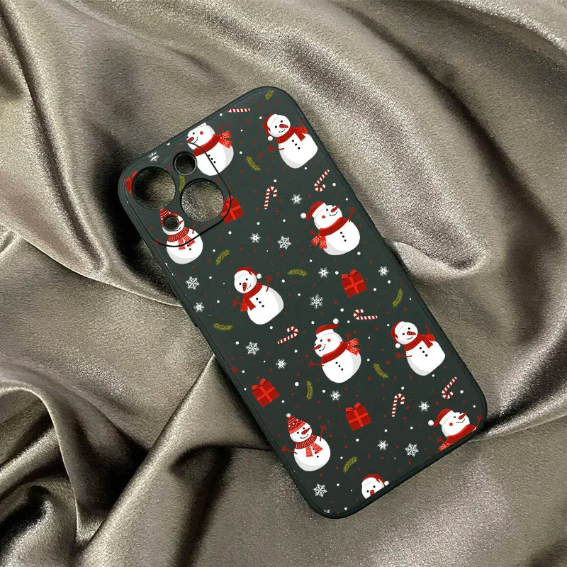 Christmas Snowman Graphic Phone Case For iPhone 17 16 15 14 11 13 Pro Max 12 Mini 7 8Plus Cute Soft Silcone Cover Shell Gifts