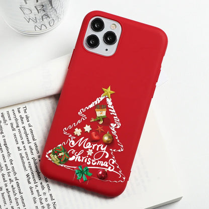 Christmas Gift Phone Case For iPhone 16 15 12 13 14 11 Pro Max Mini Cute Reindeer Santa Cover For iPhone XS X XR SE 8 Plus Shell