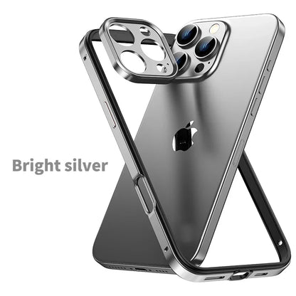 Camera Protection + Hybrid Silicone Frame Aluminum Metal Phone Case For iPhone 16 15 14 13 Pro Max Better Heat Bumper