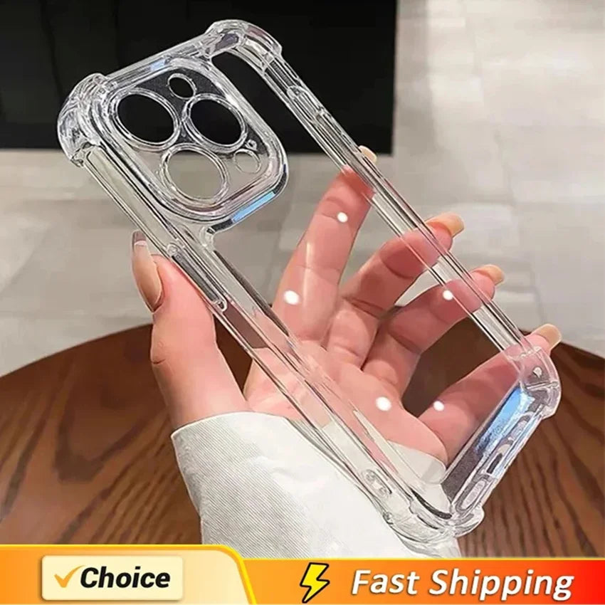 Shockproof Silicone Clear Phone Case For iPhone 13 11 12 14 17 Pro Max Mini Lens Protection Back Case For iPhone 15 16 PRO XS XR