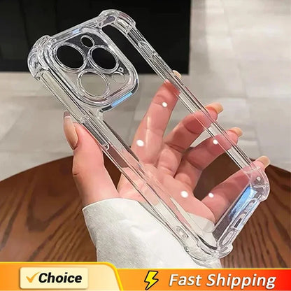 Shockproof Silicone Clear Phone Case For iPhone 13 11 12 14 17 Pro Max Mini Lens Protection Back Case For iPhone 15 16 PRO XS XR