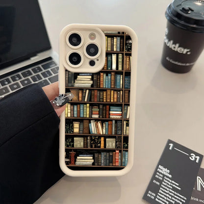 Book Shelf Creative Pattern Silicone Phone Case For iPhone 16 Pro Max Cases iPhone 15 14 13 12 11 XS Max X XR 7 8 Plus 16E Cover