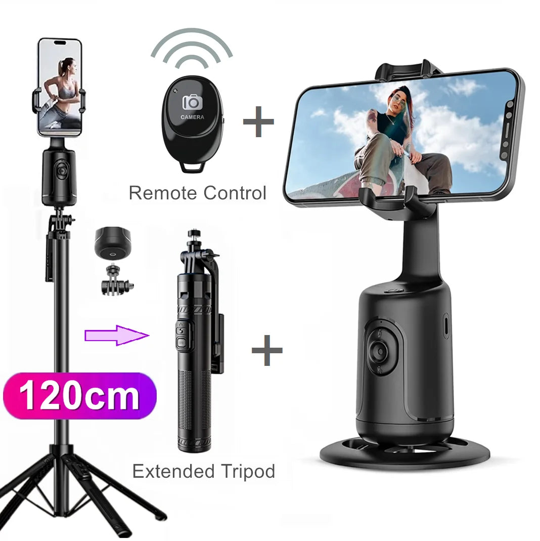 Auto Face Tracking Phone Holder 360° Rotation Motion Tracking Mount Selfie Stick Tripod
