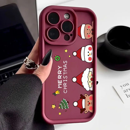 Merry Christmas Phone Case For iPhone 16e 16 Pro Max 15 14 Plus 13 12 Pro Max 11 Soft TPU Silicone Back Cover New Year Gift