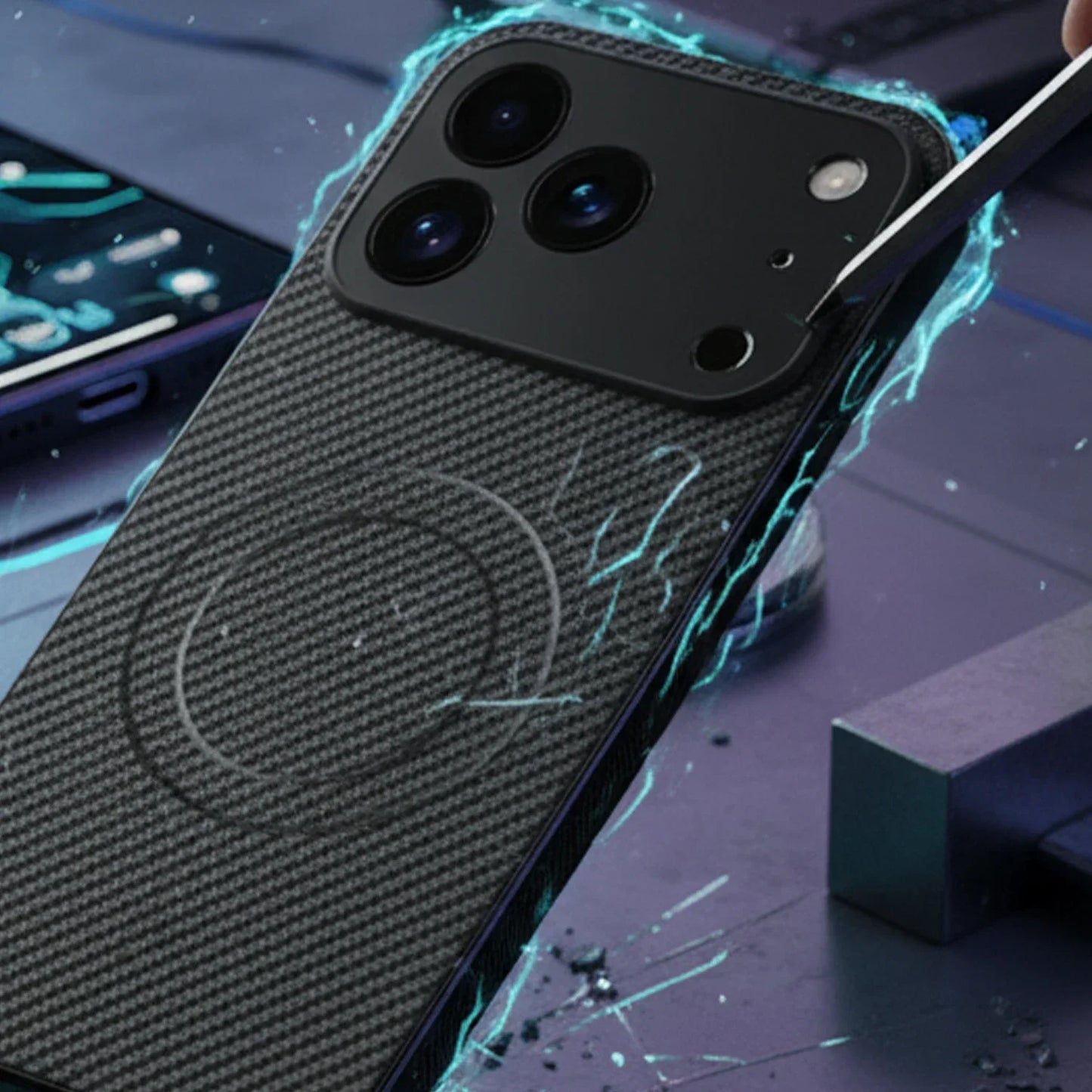 Magnetic Carbon Fiber Phone Case For iPhone 17 Pro Max 17Pro 17Air Cases For Magsafe Wireless Charge Protective Shell Back Cover