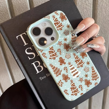 Christmas Phone Case For iPhone 17 11 13 12 15 14 16 Pro Max XS XR X 7 8 Plus 17 Air Snowman Christmas Tree Lychee Texture Cover