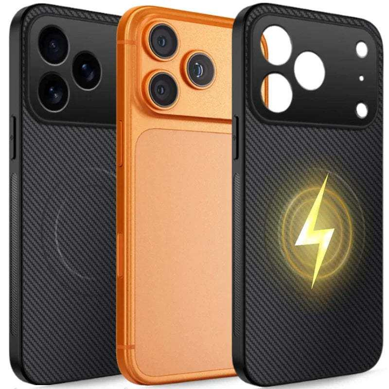 Magnetic Carbon Fiber Phone Case For iPhone 17 Pro Max 17Pro 17Air Cases For Magsafe Wireless Charge Protective Shell Back Cover