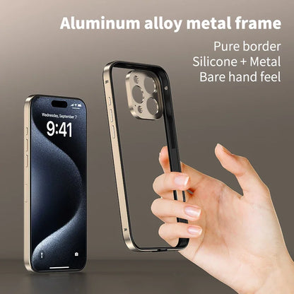 Camera Protection + Hybrid Silicone Frame Aluminum Metal Phone Case For iPhone 16 15 14 13 Pro Max Better Heat Bumper