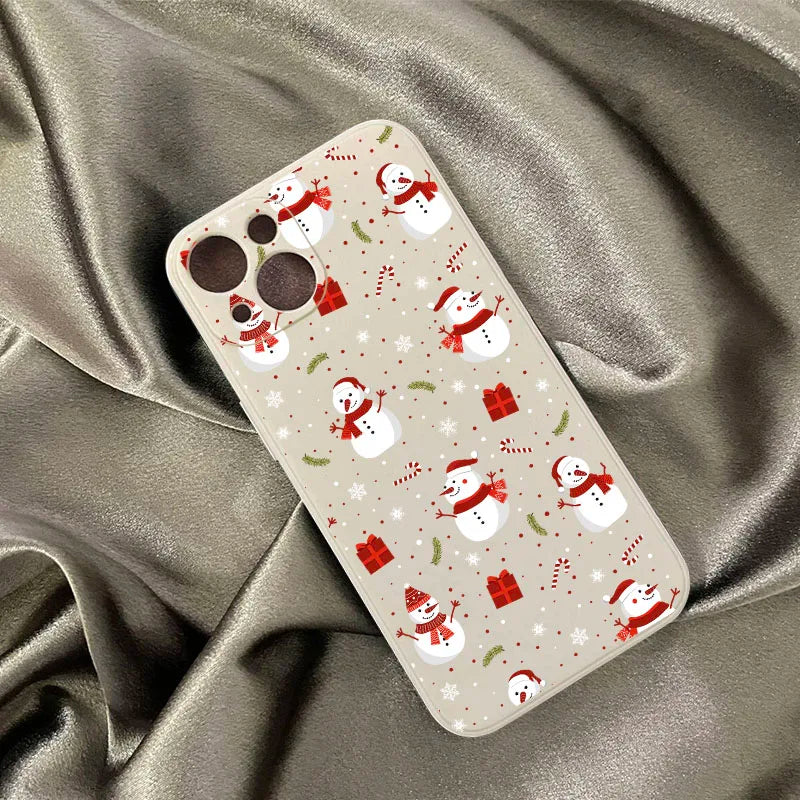 Christmas Snowman Graphic Phone Case For iPhone 17 16 15 14 11 13 Pro Max 12 Mini 7 8Plus Cute Soft Silcone Cover Shell Gifts
