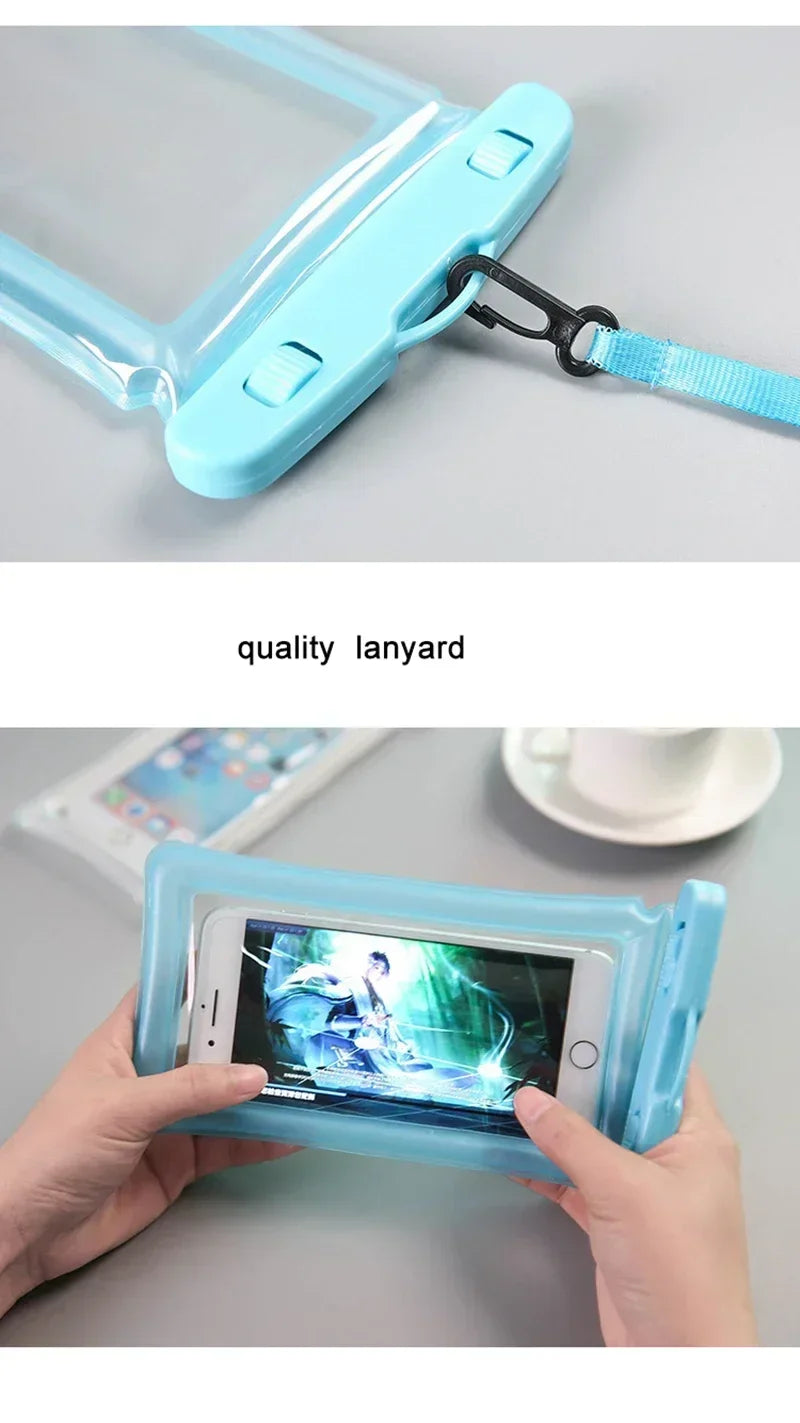 2025 Waterproof Swimming Mobile Phone Cases Macron AirBag Hanging Neck Cases Diving Skiing Phone Bag for All Phones 7 Inch