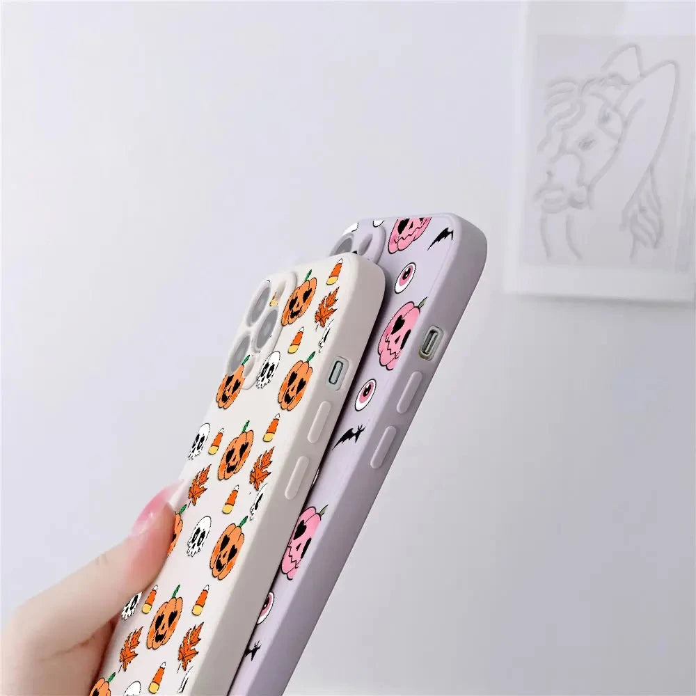 Pumpkin Halloween Happy Phone Case For iPhone 17 16 15 14 13 12 11 Pro Max Cases For iPhone 17 Air 16 Plus 16E XS Silicone Cover
