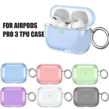 For AirPods Pro 3 Transparent Full Protective Shockproof Case Soft TPU Clear Headphone Cover With Keychain For Airpods Pro 3
