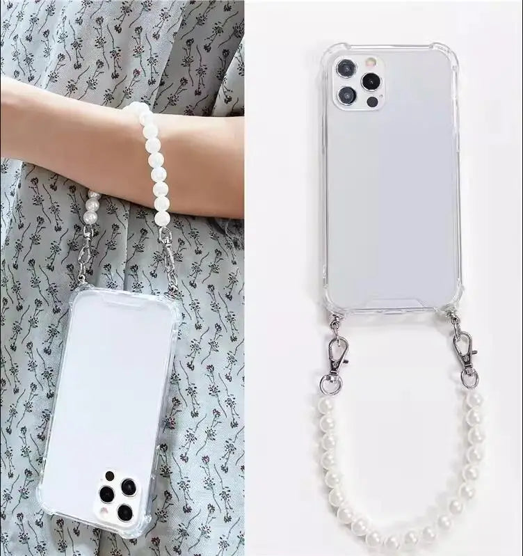 Pearl Bracelet Chain Phone case For iPhone 16 15 14 13 12 11 Pro X XS Max XR 7 8 Plus Shockproof Protection Cover