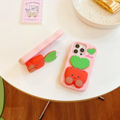 Phone Cases Cute  Soft  Silicone 3D Potted stand for IPhone16  12 13 14 15 Pro Max Shatterproof  Cover Cartoon Protective Shell