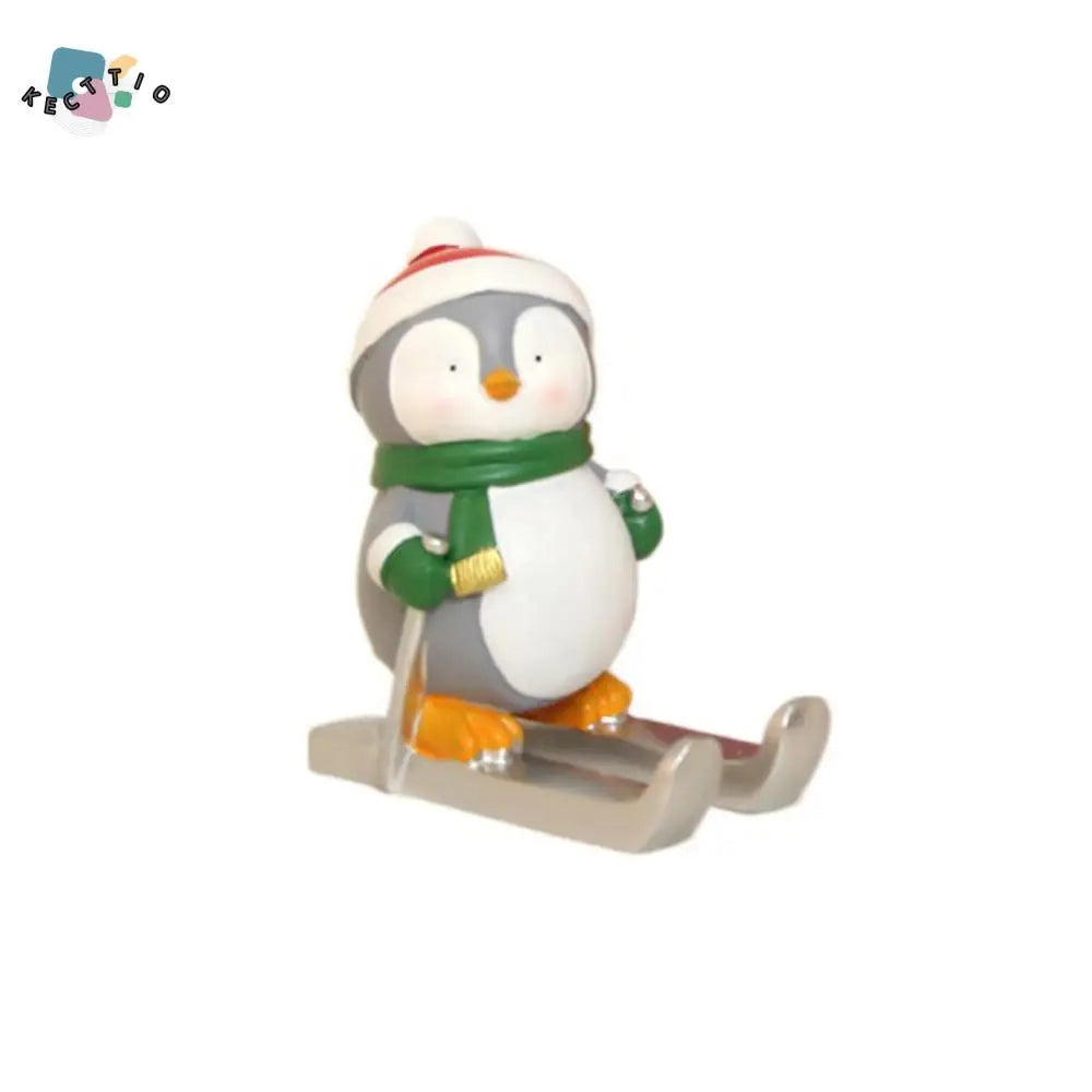 Christmas Style Santa Claus Phone Holder Cartoon Snowman/Penguin/Elk Phone Stand Resin Simulation Phone Support Home Desk