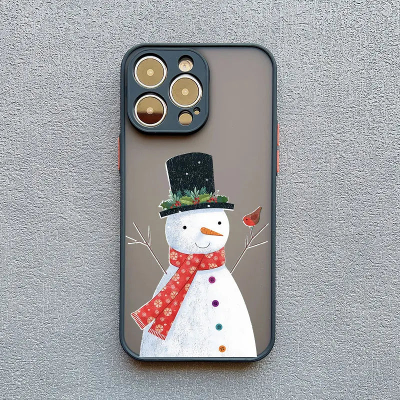 Luxury Cartoon Christmas Phone Cases for IPhone 11 12 13 Mini Pro Max 14 15 16 Pro Max Plus XS XR X Simple Santa Shockproof Case