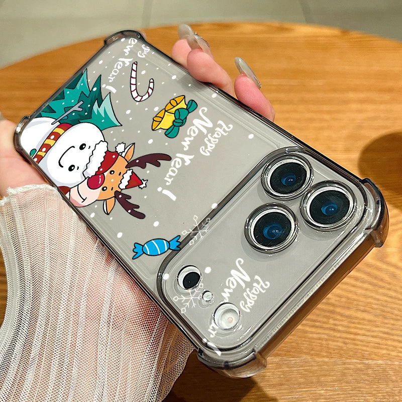 Christmas Tree Gifts Phone Case For iPhone Air 17 Pro 16 15 Pro Max 14 13 12 Pro 11 Shockproof Soft Silicone Transparent Cover