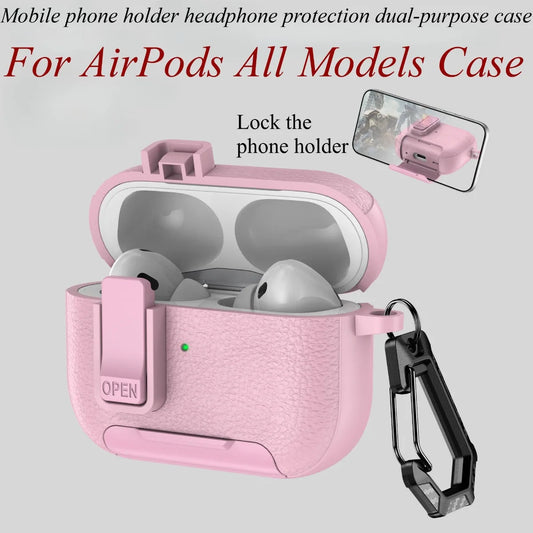 Can be used in mobile phone holders For AirPods Pro 3 Case Shockproof Protective Cover For AirPods 1 2 3 4 Pro Leather Bracket