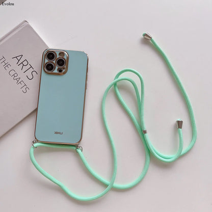 Crossbody lanyard Plating Phone Case For Nothing Phone 2 Soft TPU Lens protection Shockproof Back Cover For Nothing Phone 3A Pro