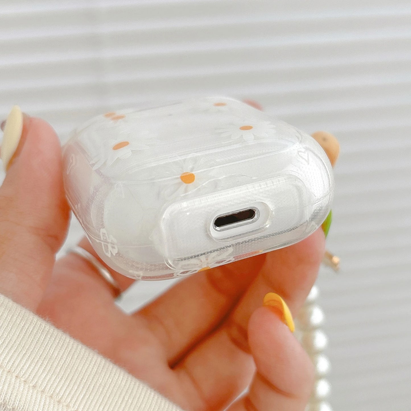 Wireless Bluetooth case for AirPods1/2 AirPods3 AirPods pro and pro2 tpu flower pattern earphone cover with imitation pearl chai