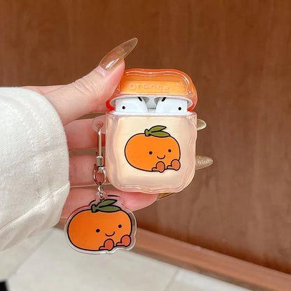 Earphone Case For AirPods 4 ANC Pro 2 Cute Fruit Cherry Avocado Protecitve Cover For Air Pods 1 2 3 4th Soft Case with Keychain