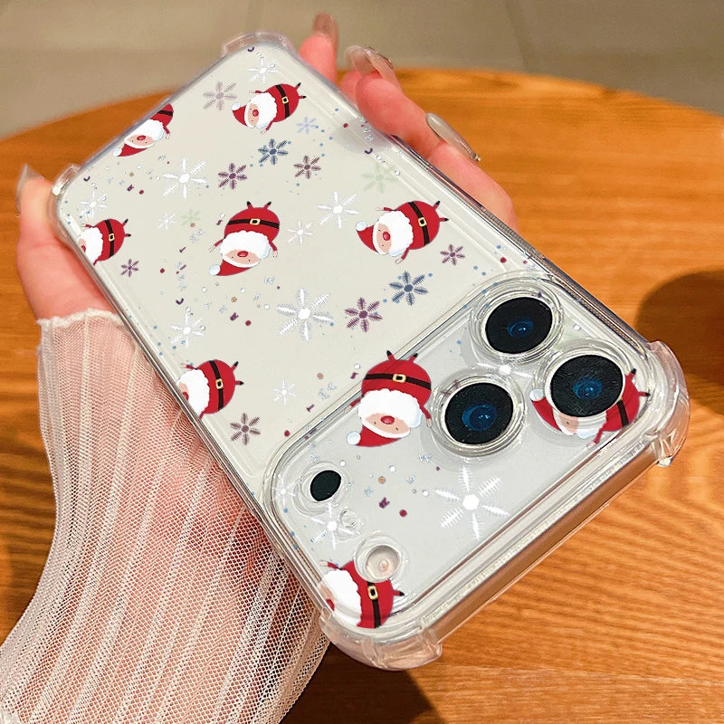 Christmas Tree Gifts Phone Case For iPhone Air 17 Pro 16 15 Pro Max 14 13 12 Pro 11 Shockproof Soft Silicone Transparent Cover