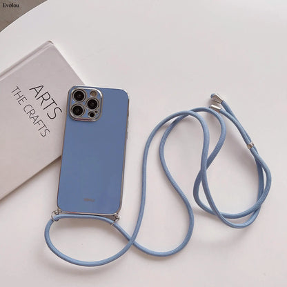 Crossbody lanyard Plating Phone Case For Nothing Phone 2 Soft TPU Lens protection Shockproof Back Cover For Nothing Phone 3A Pro