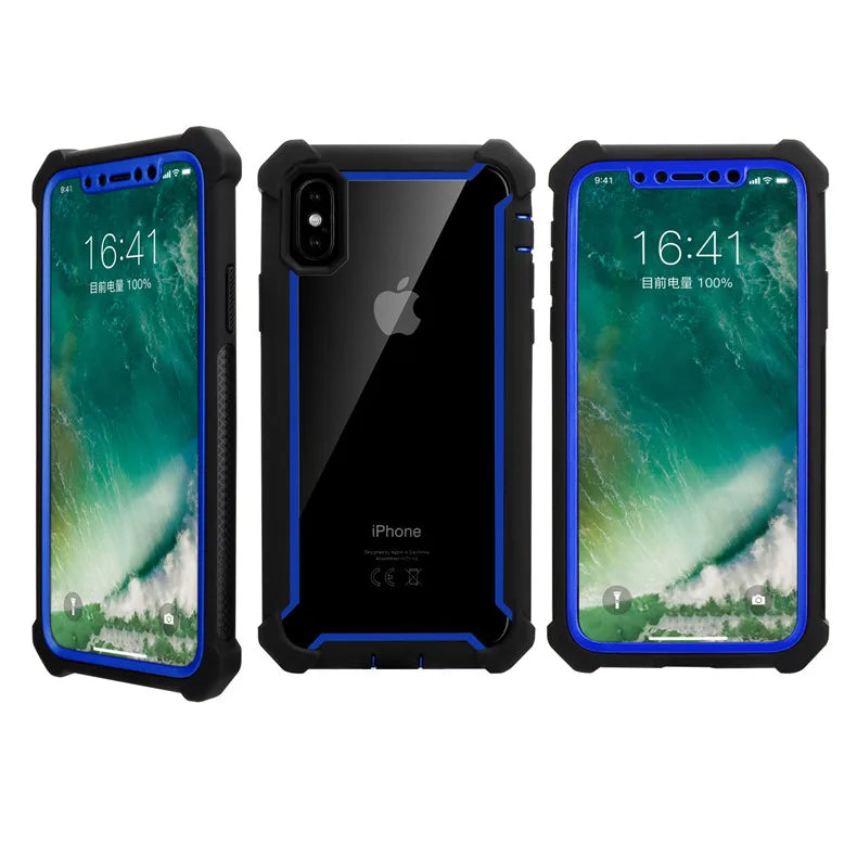Heavy Duty Protection Urban Doom Armor PC+TPU Case for iPhone 16 15 14 13 12 11 Pro Max Plus Transparent Shockproof Cover