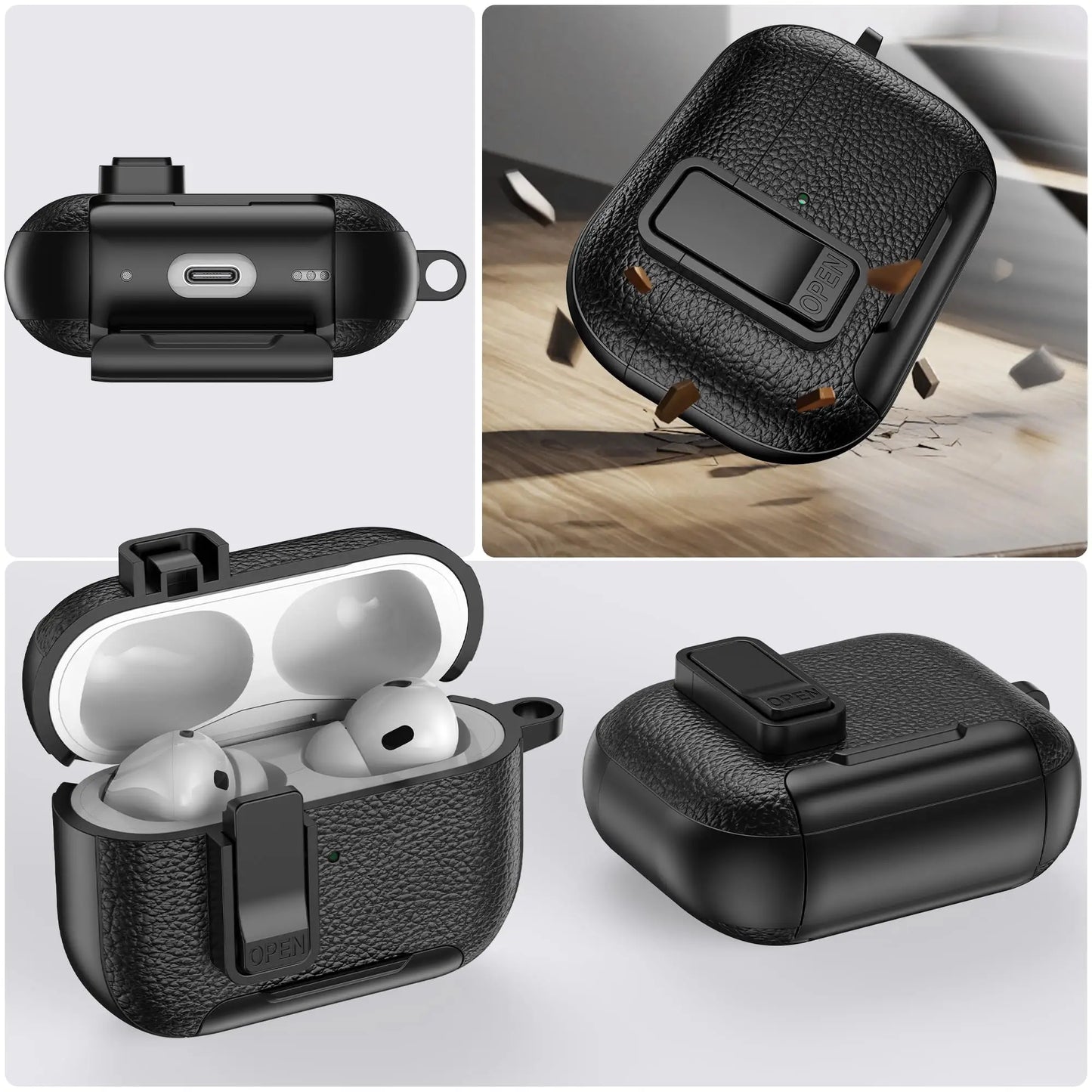 for AirPods Pro 3 Case with Phone Stand&Safety Lock Shockproof Protective Cover with Cleaner Kit for Women Men for AirPods Pro 3