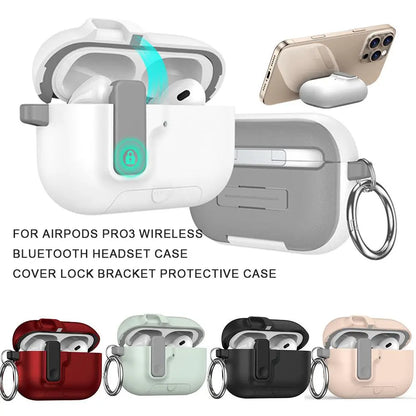 Phone Stand Case for Airpods Pro 3 Security Lock Cover Shockproof TPU+PC Headphone Fundas for AirPods Pro3 Pro 3rd Gen