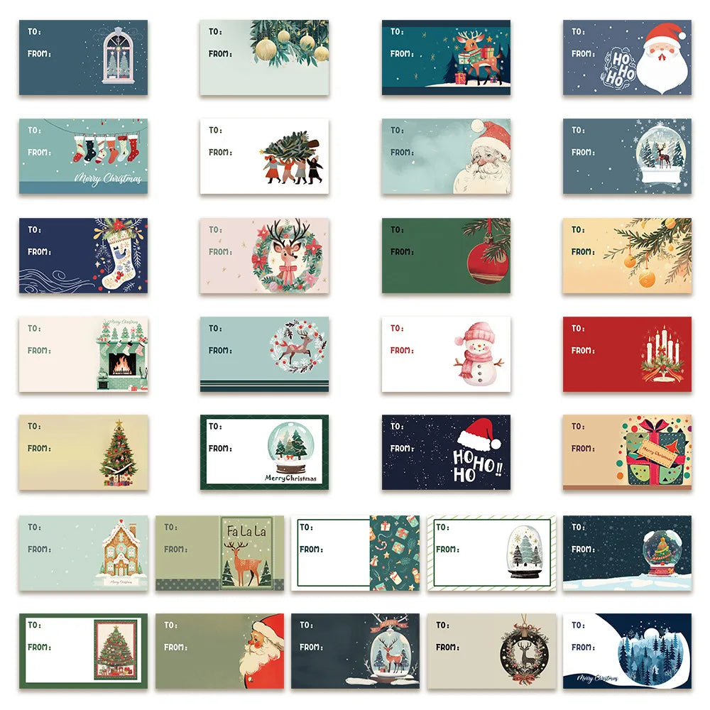 60PCS Christmas Stickers Christmas Gifts Handwritten Phone Cases Decoration Waterproof Stationery Stickers
