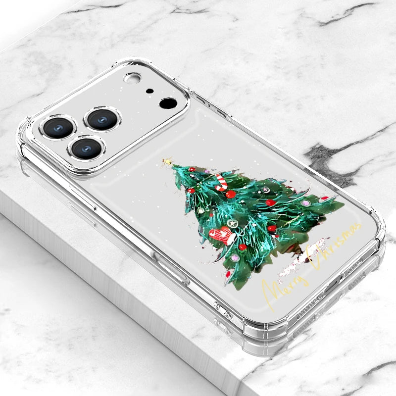 Christmas Tree Gifts Phone Case For iPhone Air 17 Pro 16 15 Pro Max 14 13 12 Pro 11 Shockproof Soft Silicone Transparent Cover