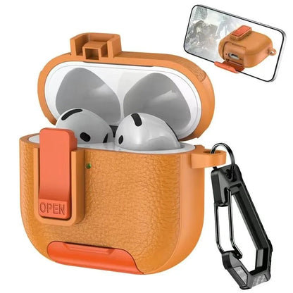 Can be used in mobile phone holders For AirPods Pro 3 Case Shockproof Protective Cover For AirPods 1 2 3 4 Pro Leather Bracket